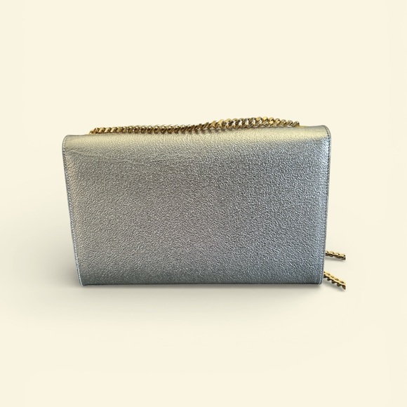 Authentic Yves Saint Laurent Metallic Champagne Gold Clutch with Gold Chain - Picture 4 of 14